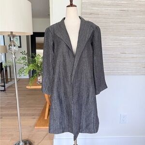 Eileen Fisher gray textured silk open jacket size L